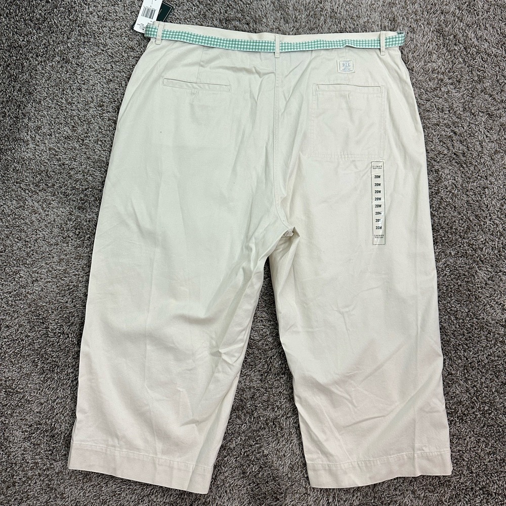 NWT Lauren Ralph Lauren Beige Khaki High Waist Cropped Chino Pants Size 20W - Picture 8 of 9